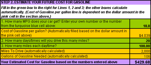 Screenshot Gasoline Calculator