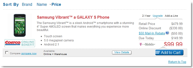 Costco Deal on Samsung Vibrant Costco Deal on Samsung Vibrant