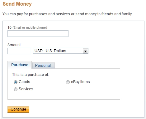 PayPal Payment Screen