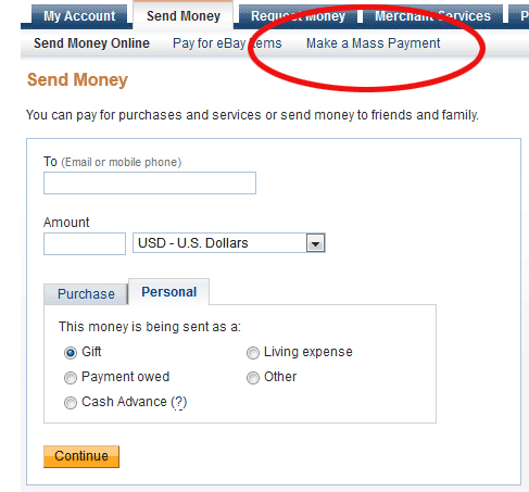 Make a Mass Payment Using PayPal